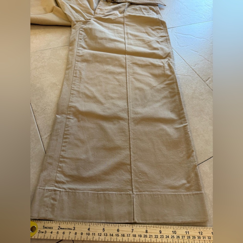 LAUREN Ralph Lauren Tan Belted Wide Leg Crop Pants Size 12 Chino Culottes - Picture 5 of 7